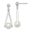 Sterling Silver Rhodium Plated 8-9mm White Freshwater Cultured Pearl Dangle Geometric Post Earrings