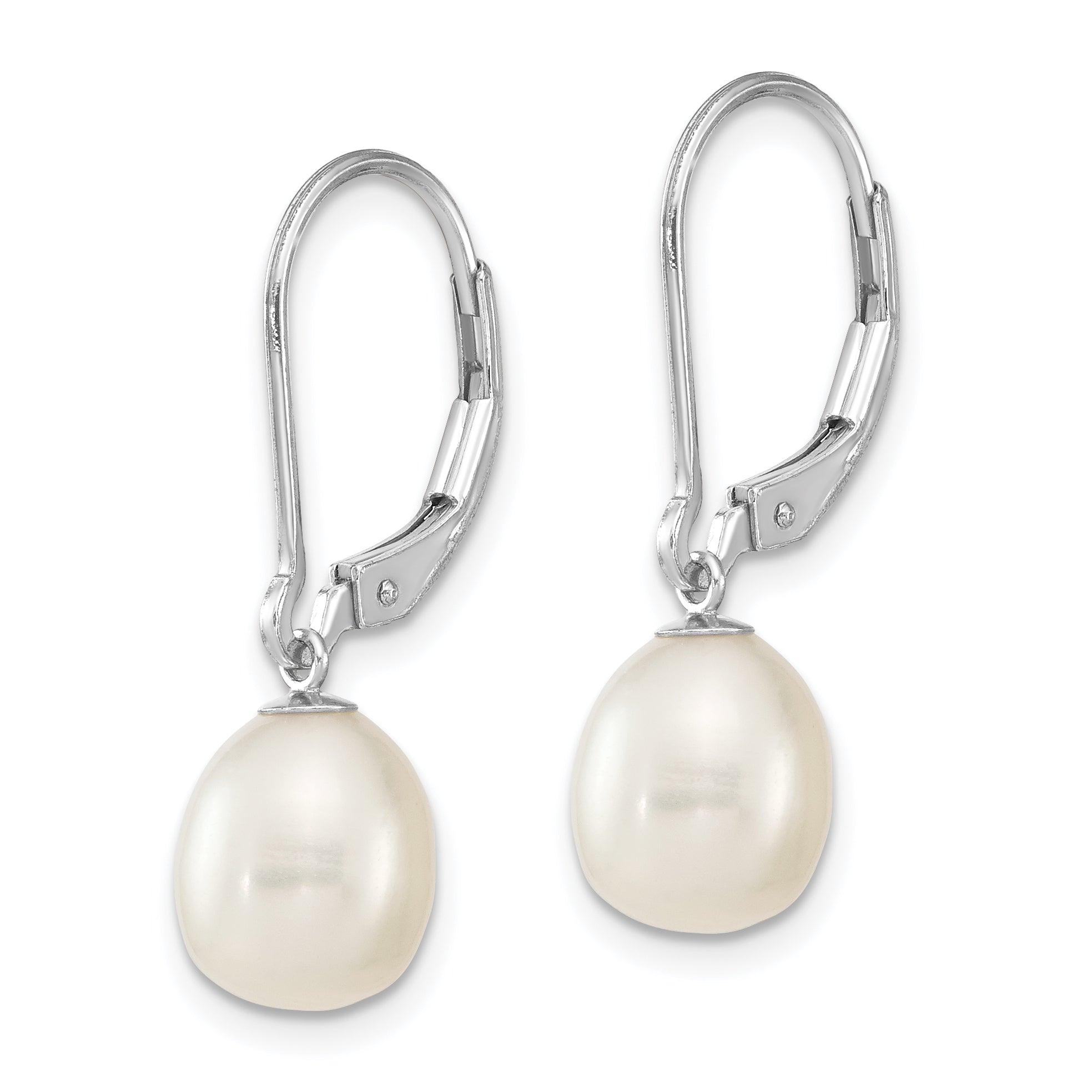 Sterling Silver Rhod 7-8mm FWC Pearl Leverback 2pc Enhancer Set Secondary image