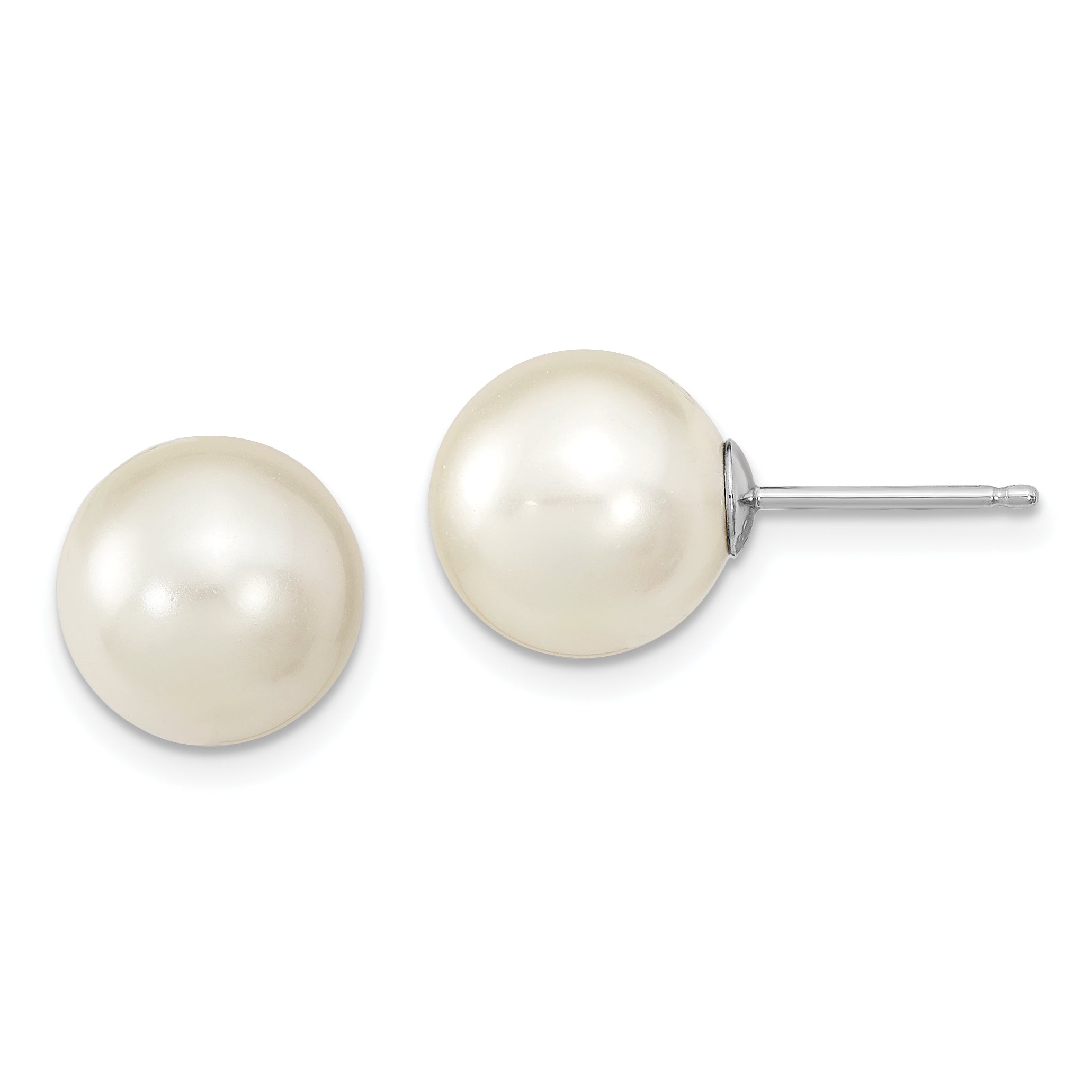 Sterling Silver RH 10-11mm Wht/Pink/Blk Imit. Shell Pearl Earring Set Secondary image