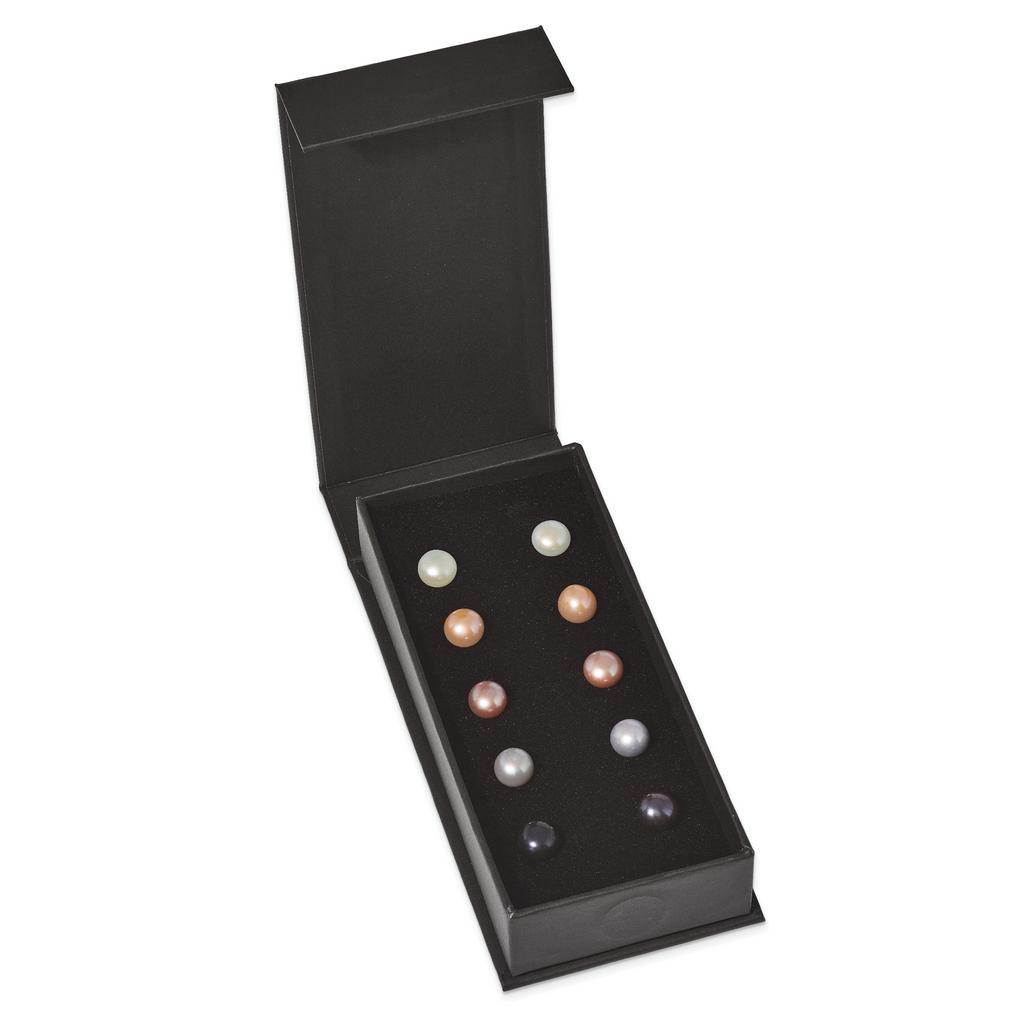 Sterling Silver Rhodium 8-9mm FWC Pearl Button Stud Earring Set