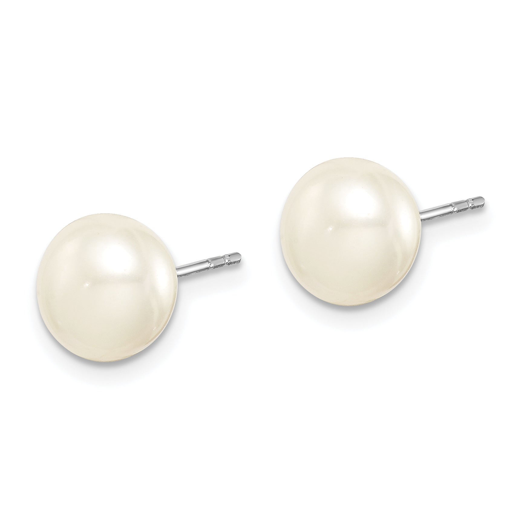 Sterling Silver Rhodium 8-9mm FWC Pearl Button Stud Earring Set Secondary image