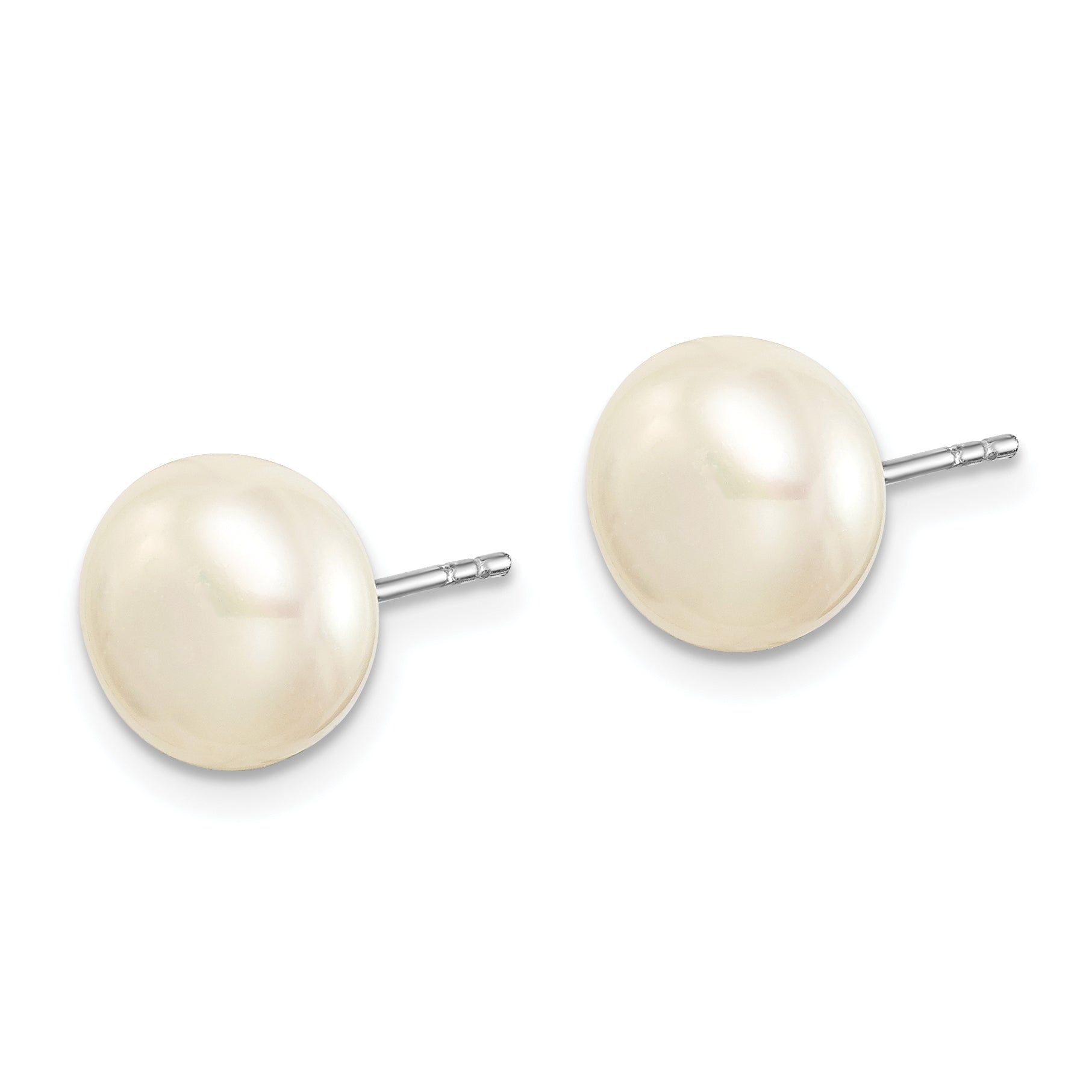Sterling Silver Rhodium-plated 7 Pairs 8-9mm FWC Pearl Stud Ear Set Secondary image