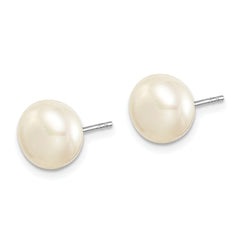 Sterling Silver Rhodium-plated 7 Pairs 8-9mm FWC Pearl Stud Ear Set