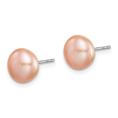 Sterling Silver Rhodium-plated 7 Pairs 8-9mm FWC Pearl Stud Ear Set