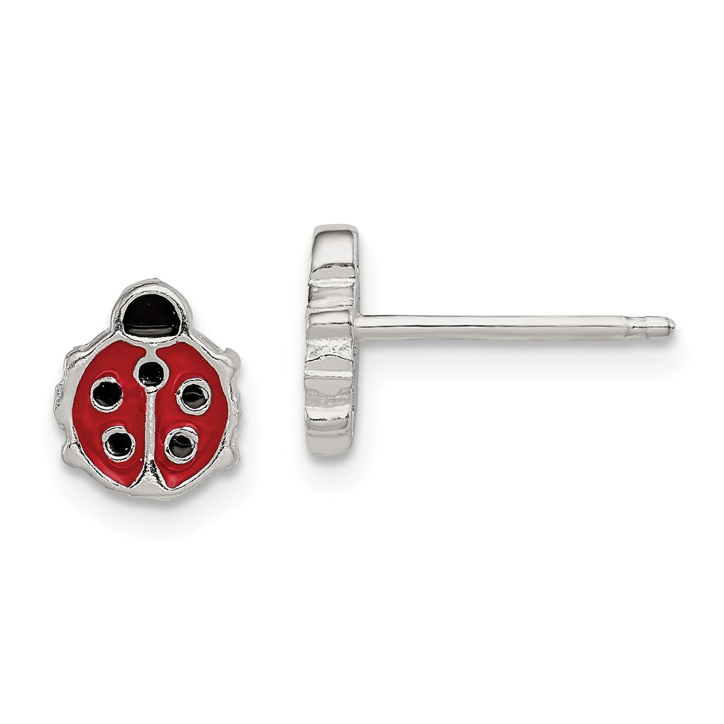 Sterling Silver Polished & Enameled Ladybug Children's Post Earrings Main image