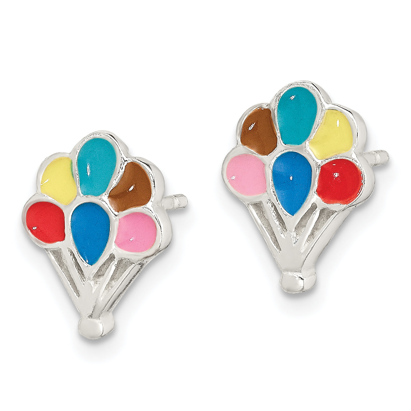 Sterling Silver Polished Enamel Balloon Childs Post Earrings Secondary image
