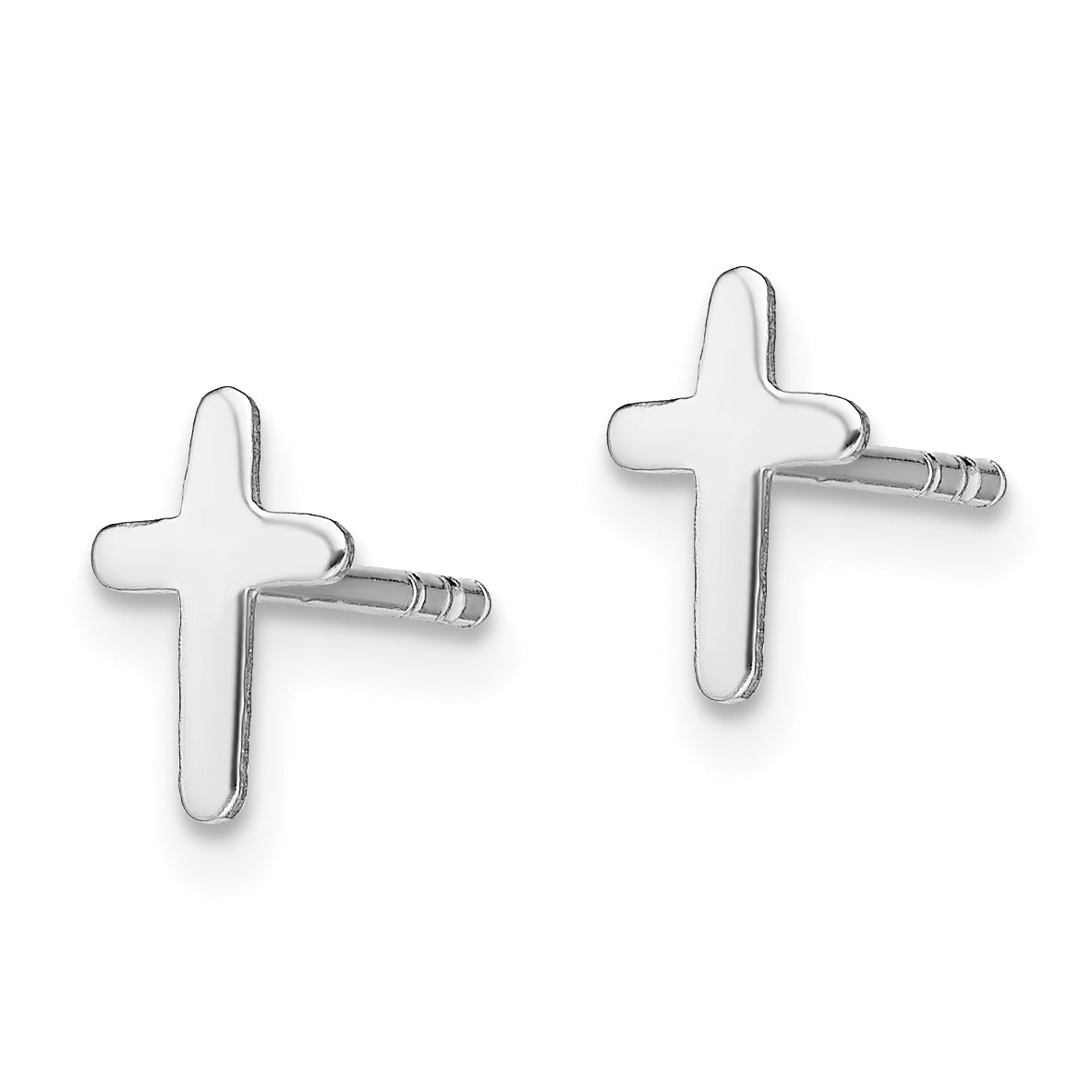 Sterling Silver Rhodium-plated Polished Latin Cross Post Earrings Secondary image