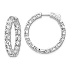 Sterling Shimmer Sterling Silver Rhodium-plated 32 Stone 4.25mm CZ In and Out Round Hinged Hoop Earrings