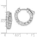 Sterling Shimmer Sterling Silver Rhodium-plated 20 Stone 2.3mm CZ In and Out Round Hinged Hoop Earrings