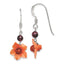 Sterling Silver Polished Garnet & Carnelian Flower Dangle Earrings