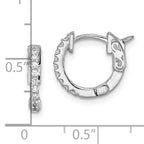 Sterling Shimmer Sterling Silver Rhodium-plated 18 Stone CZ Hinged Hoop Earrings