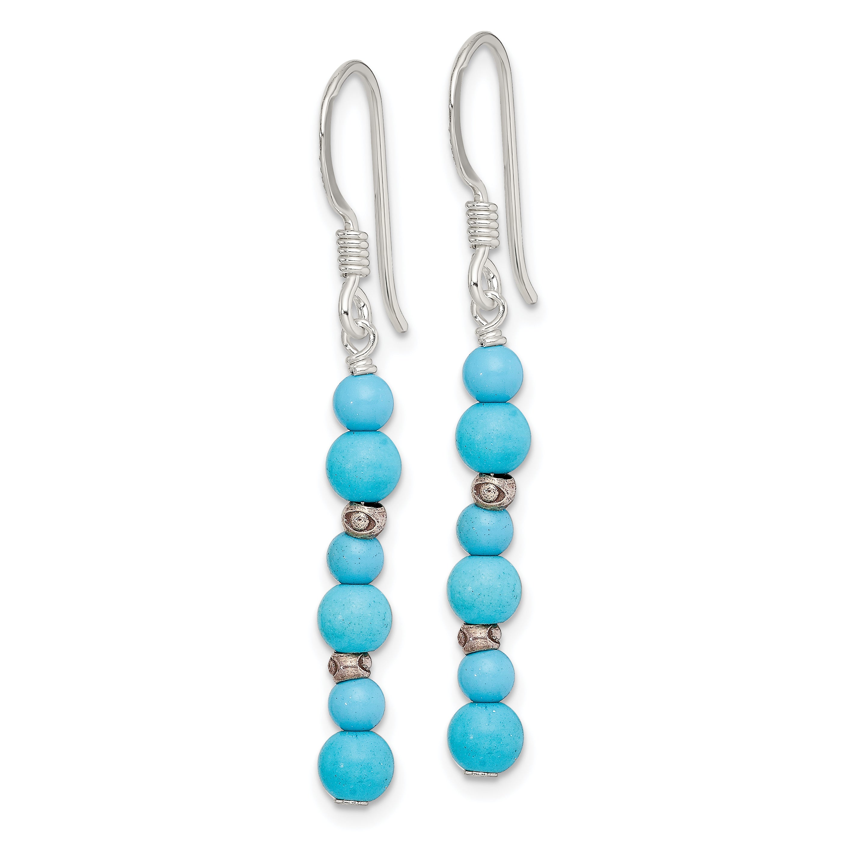 Sterling Silver Polished Dyed Howlite & Recon. Magnesite Dangle Earrings Secondary image