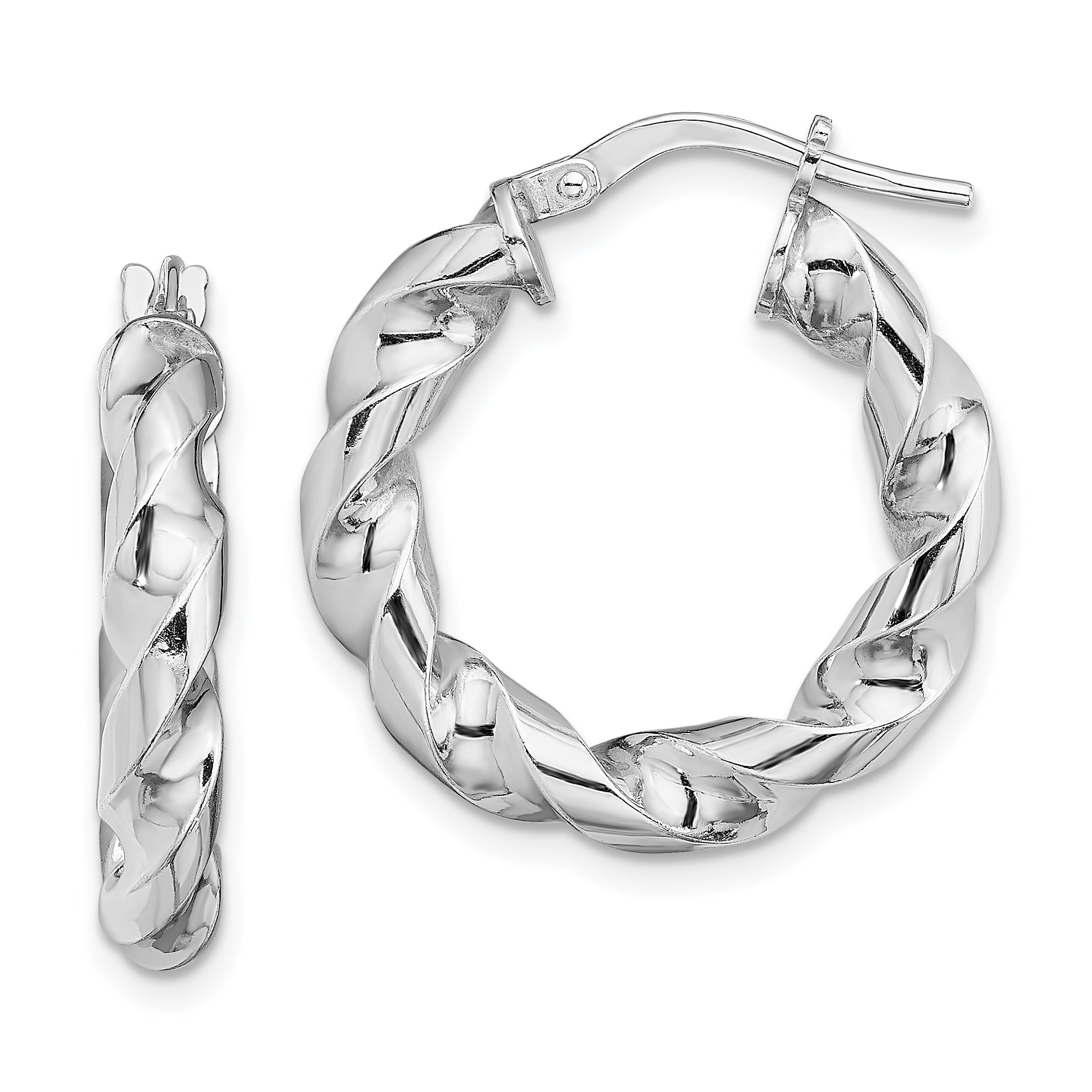 Sterling Silver Rhodium-plated 4x14mmTwisted Hoop Earrings Main image