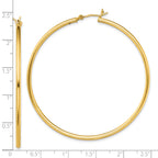 Sterling Silver Gold-Tone Polished 2x55mm Hoop Earrings