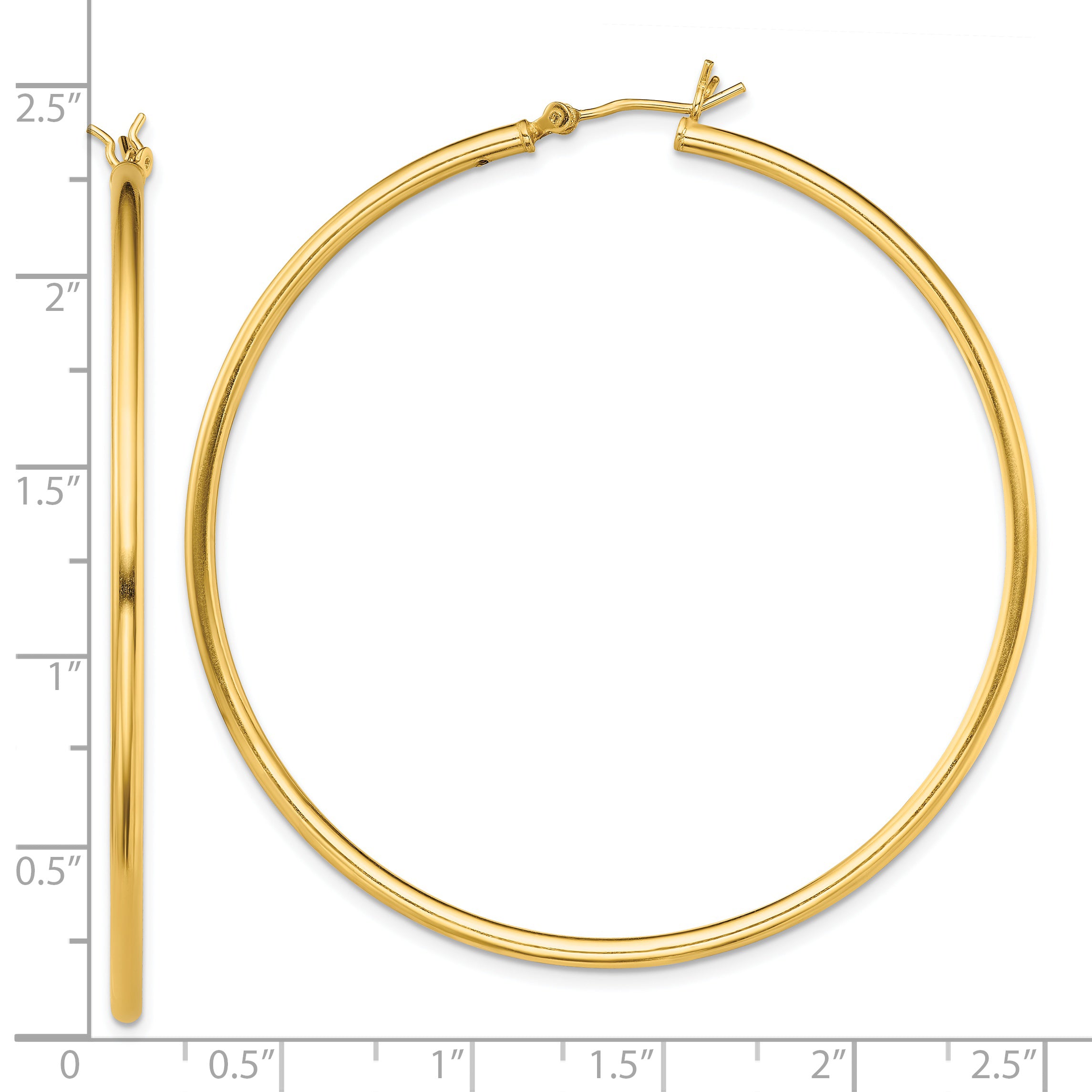 Sterling Silver Gold-Tone Polished 2x55mm Hoop Earrings