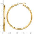 Sterling Silver Gold-Tone Polished 2x45mm Hoop Earrings