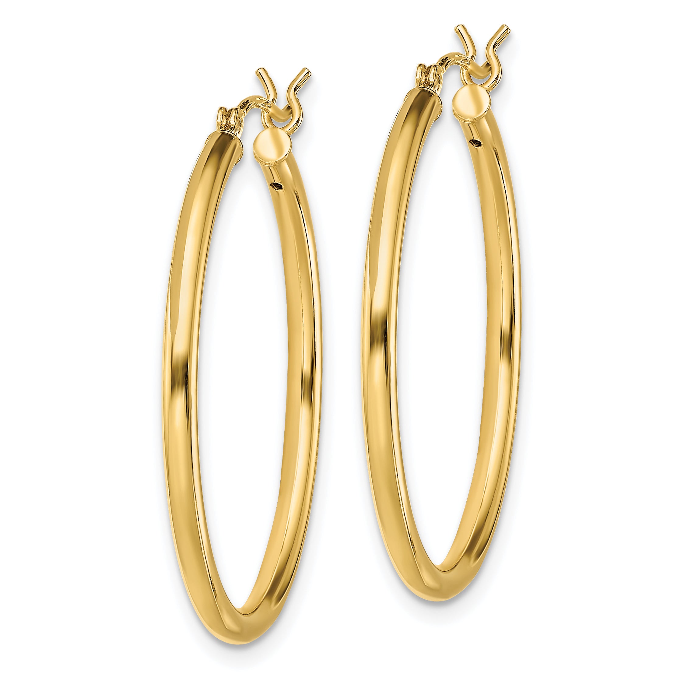 Sterling Silver Gold-Tone Polished 2x30mm Hoop Earrings Secondary image