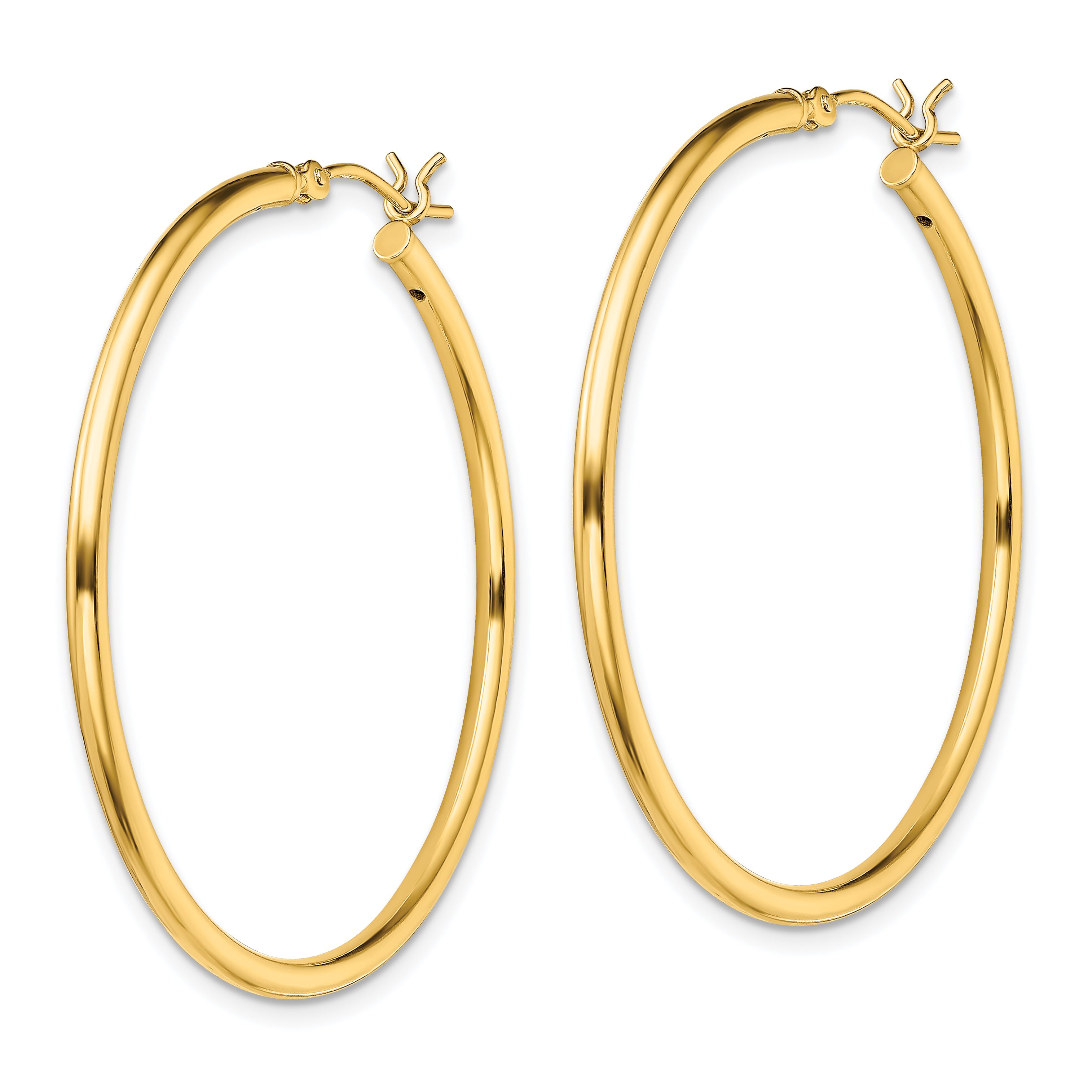 Sterling Silver Gold-Tone Polished 2x40mm Hoop Earrings Secondary image