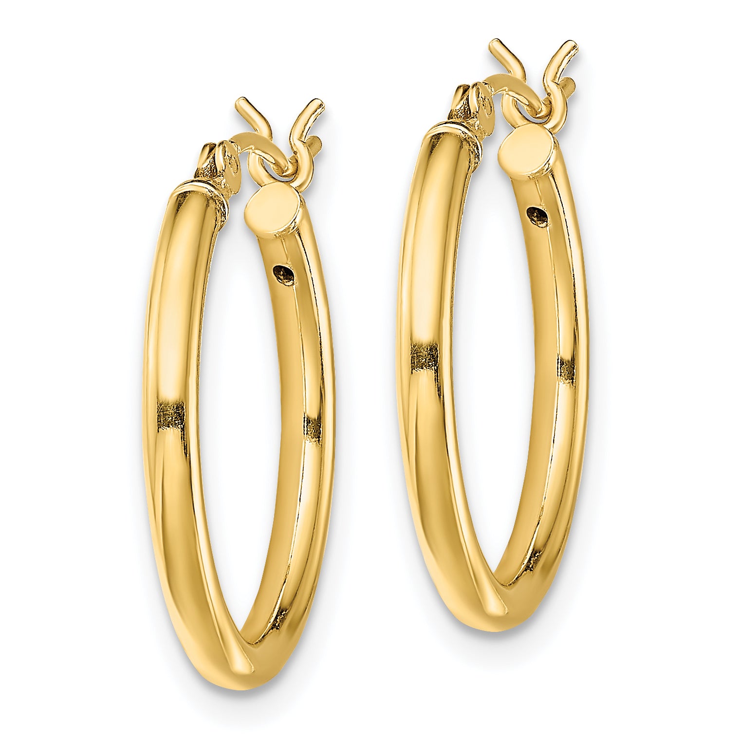 Sterling Silver Gold-Tone Polished 2x20mm Hoop Earrings Secondary image