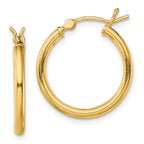 Sterling Silver Gold-Tone Polished 2x20mm Hoop Earrings