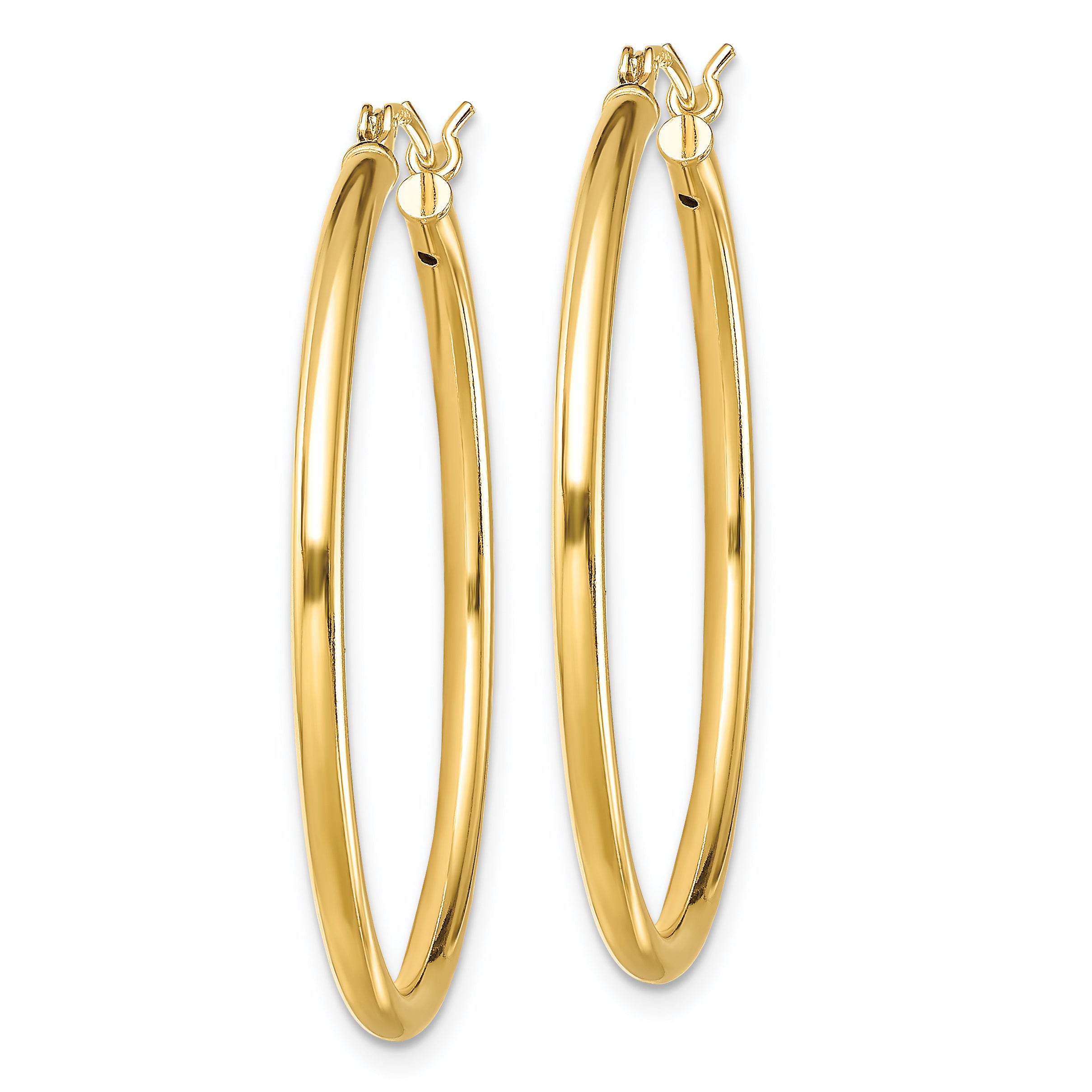 Sterling Silver Gold-Tone Polished 2x35mm Hoop Earrings Secondary image