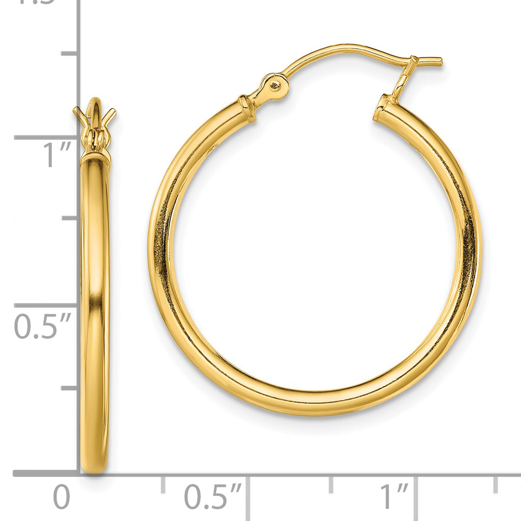 Sterling Silver Gold-Tone Polished 2x25mm Hoop Earrings