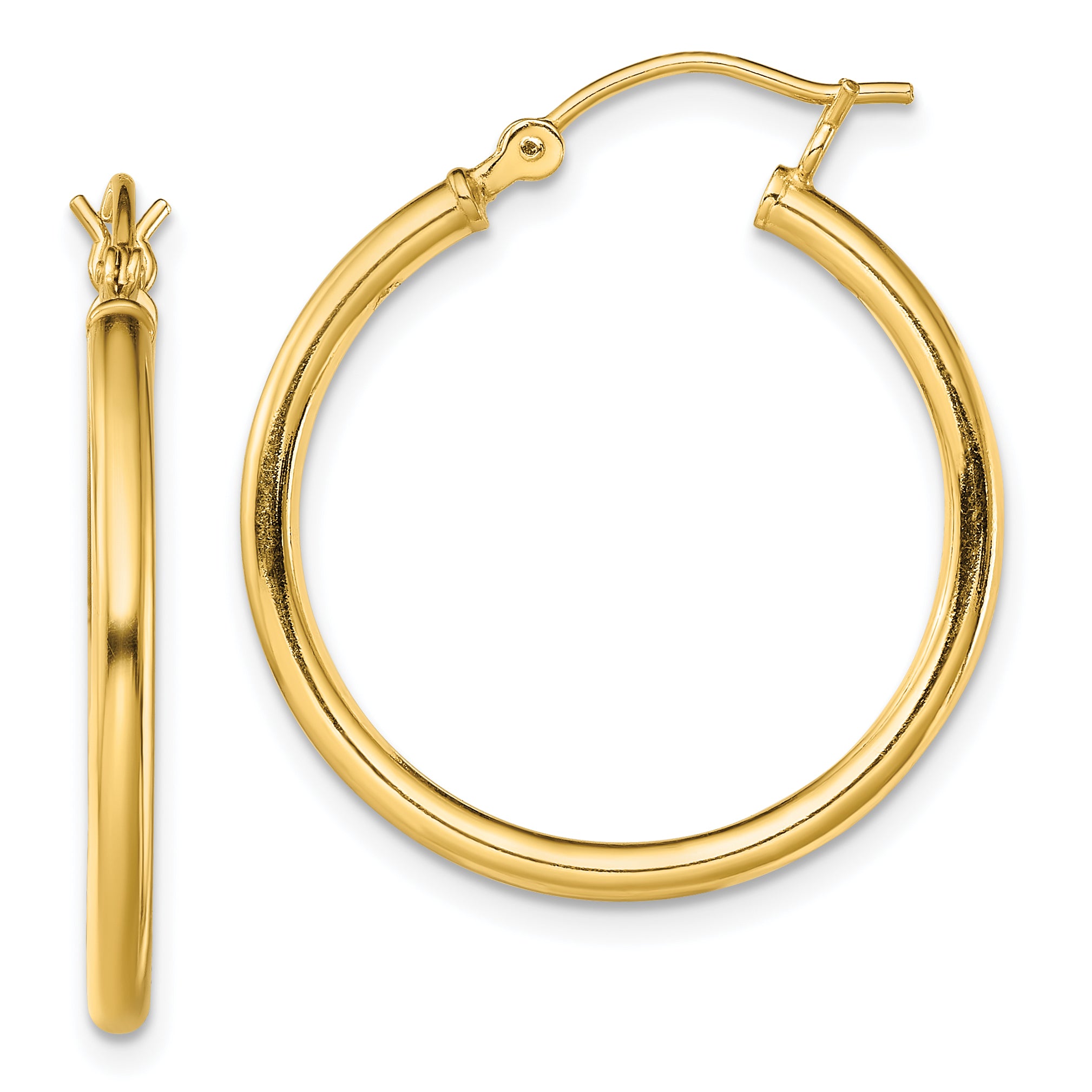 Sterling Silver Gold-Tone Polished 2x25mm Hoop Earrings Main image
