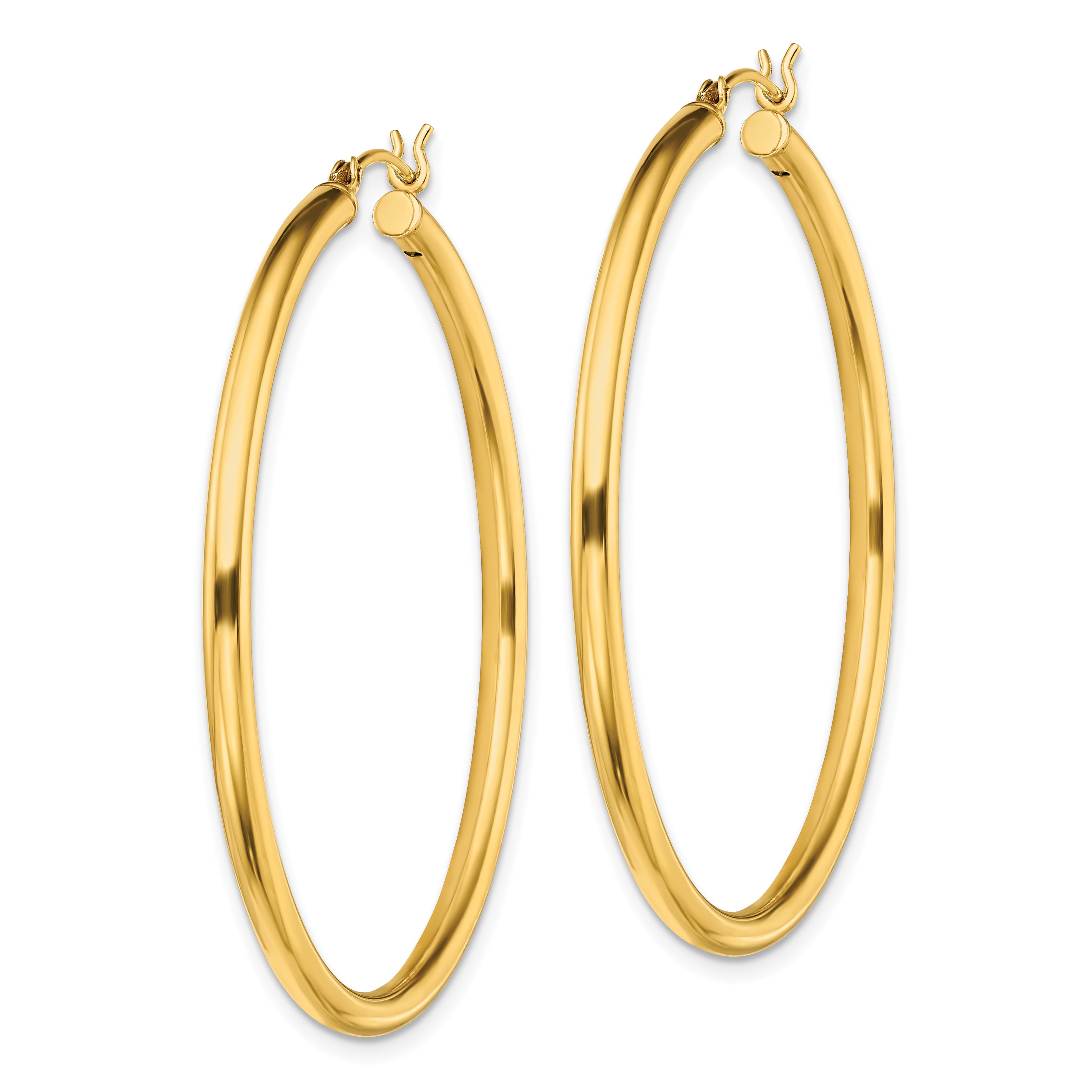 Sterling Silver Gold-Tone Polished 2.5x45mm Hoop Earrings Secondary image