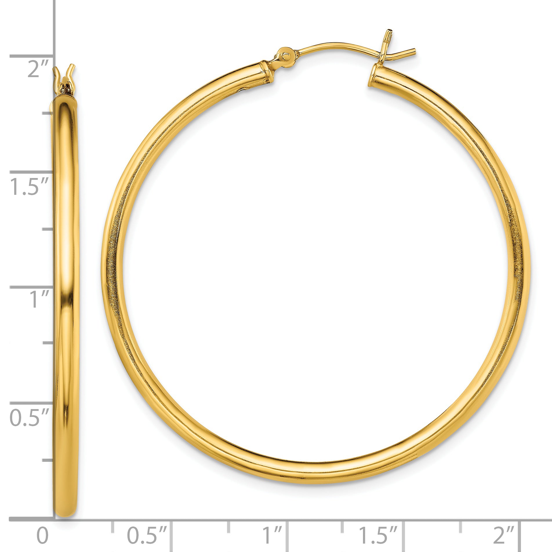 Sterling Silver Gold-Tone Polished 2.5x45mm Hoop Earrings