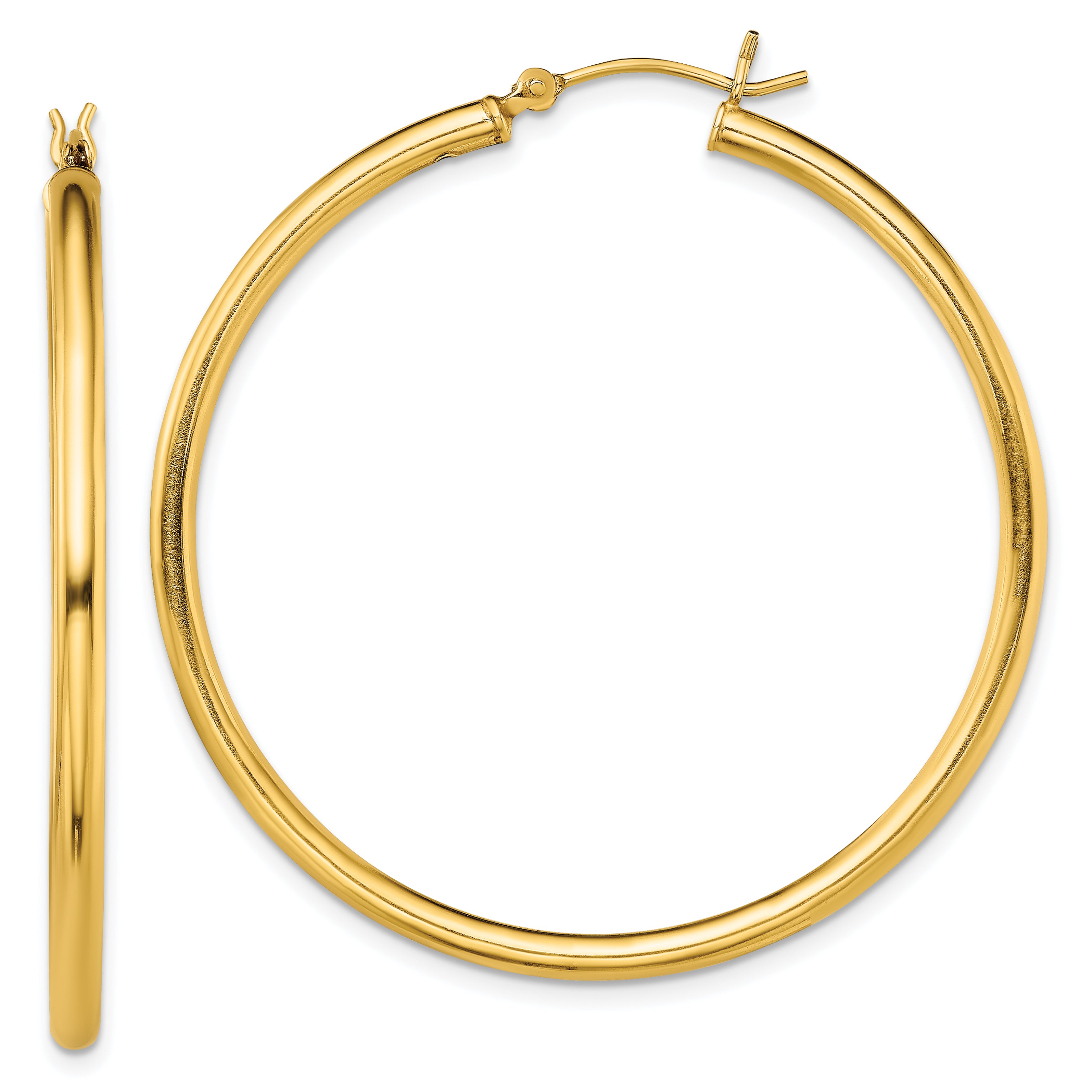 Sterling Silver Gold-Tone Polished 2.5x45mm Hoop Earrings