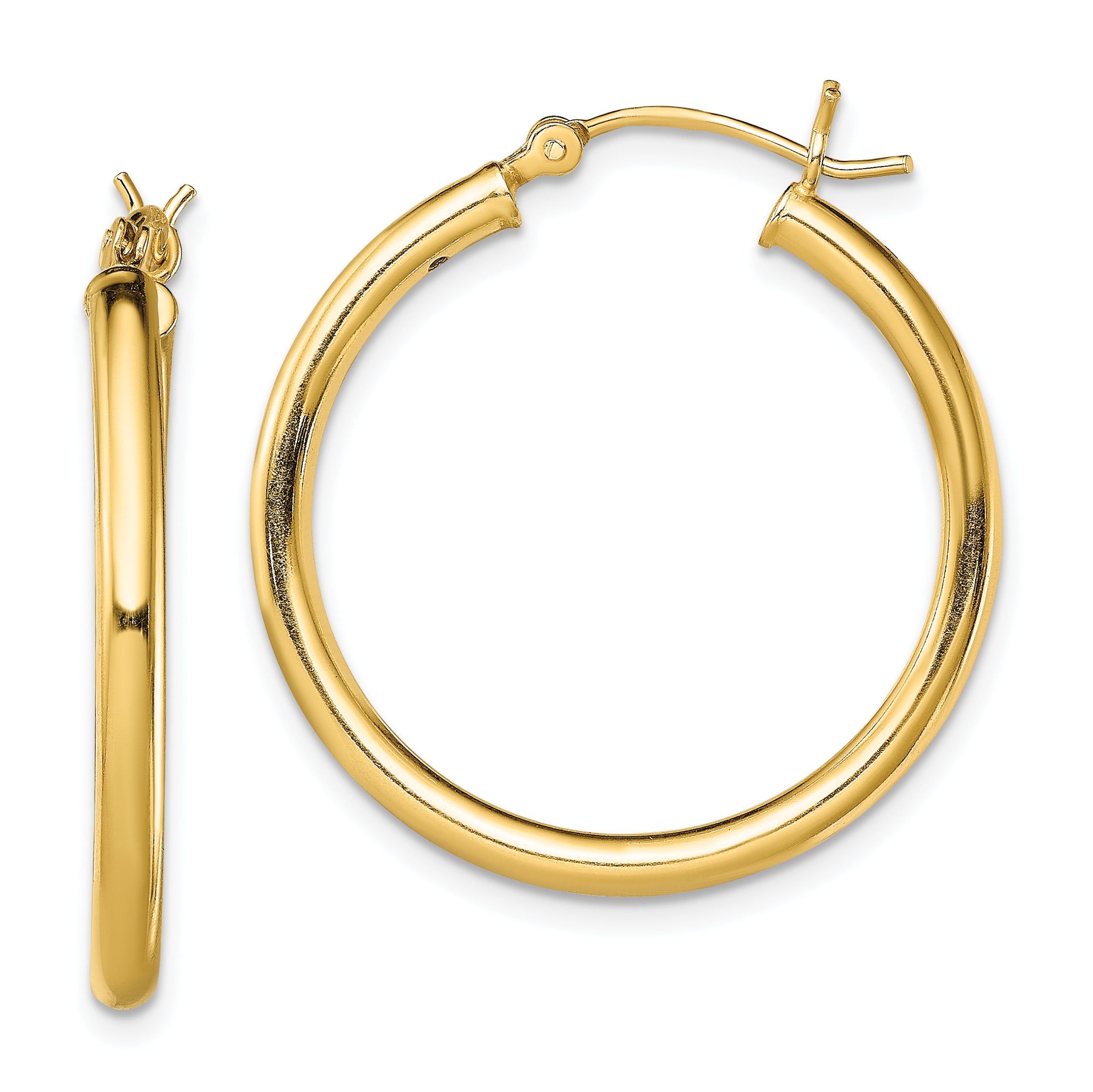 Sterling Silver Gold-Tone Polished 2.5x28mm Hoop Earrings Main image
