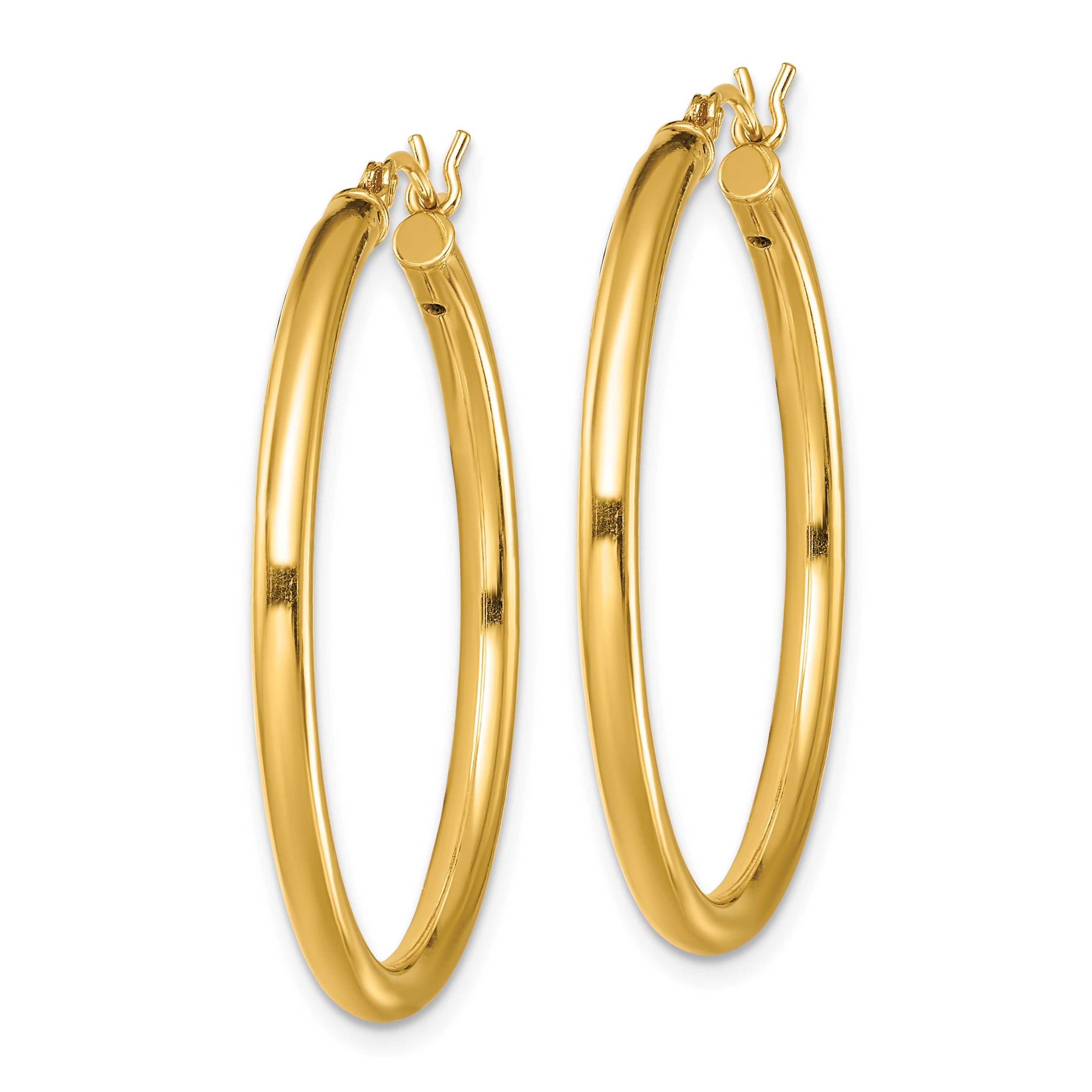 Sterling Silver Gold-Tone Polished 2.5x35mm Hoop Earrings Secondary image