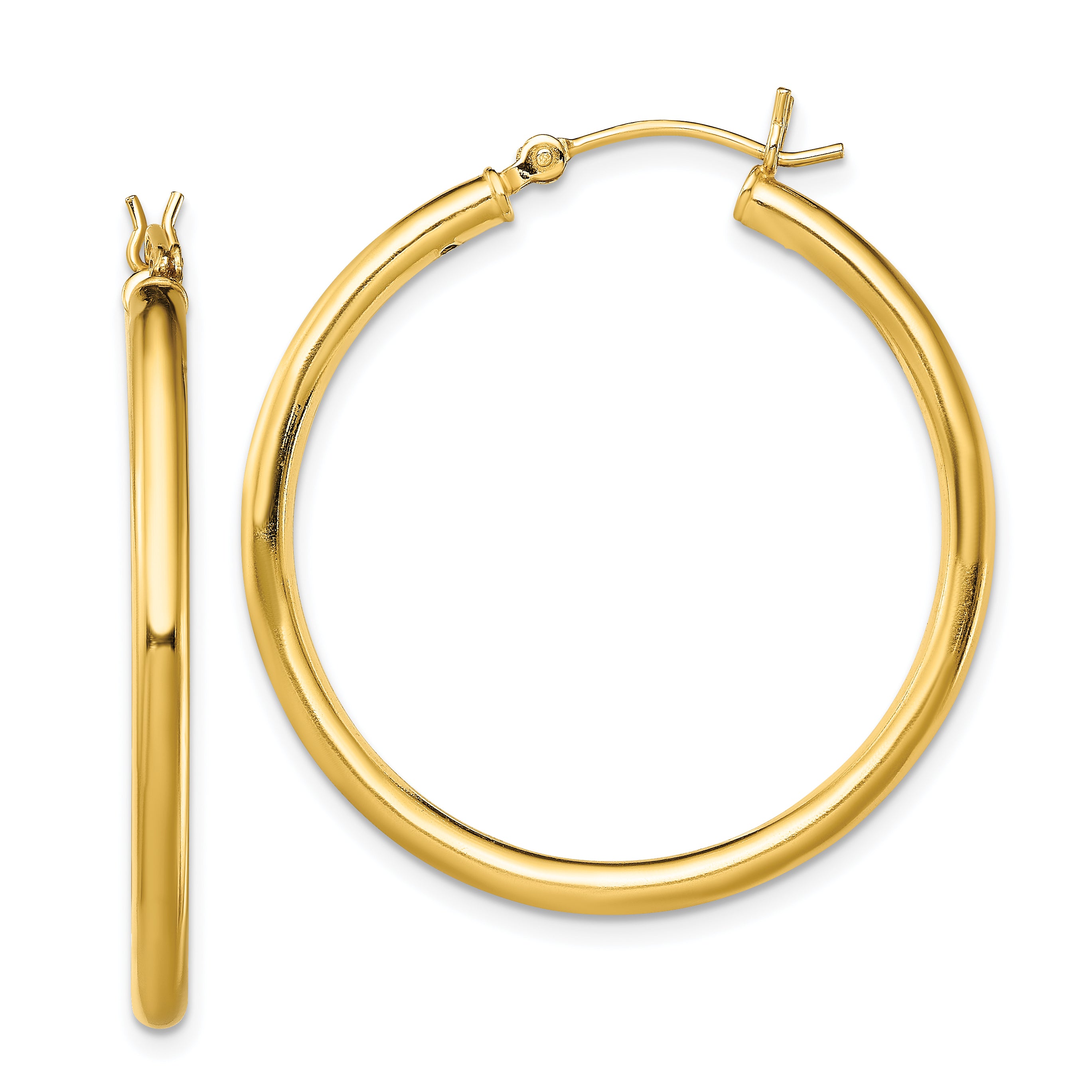 Sterling Silver Gold-Tone Polished 2.5x35mm Hoop Earrings Main image