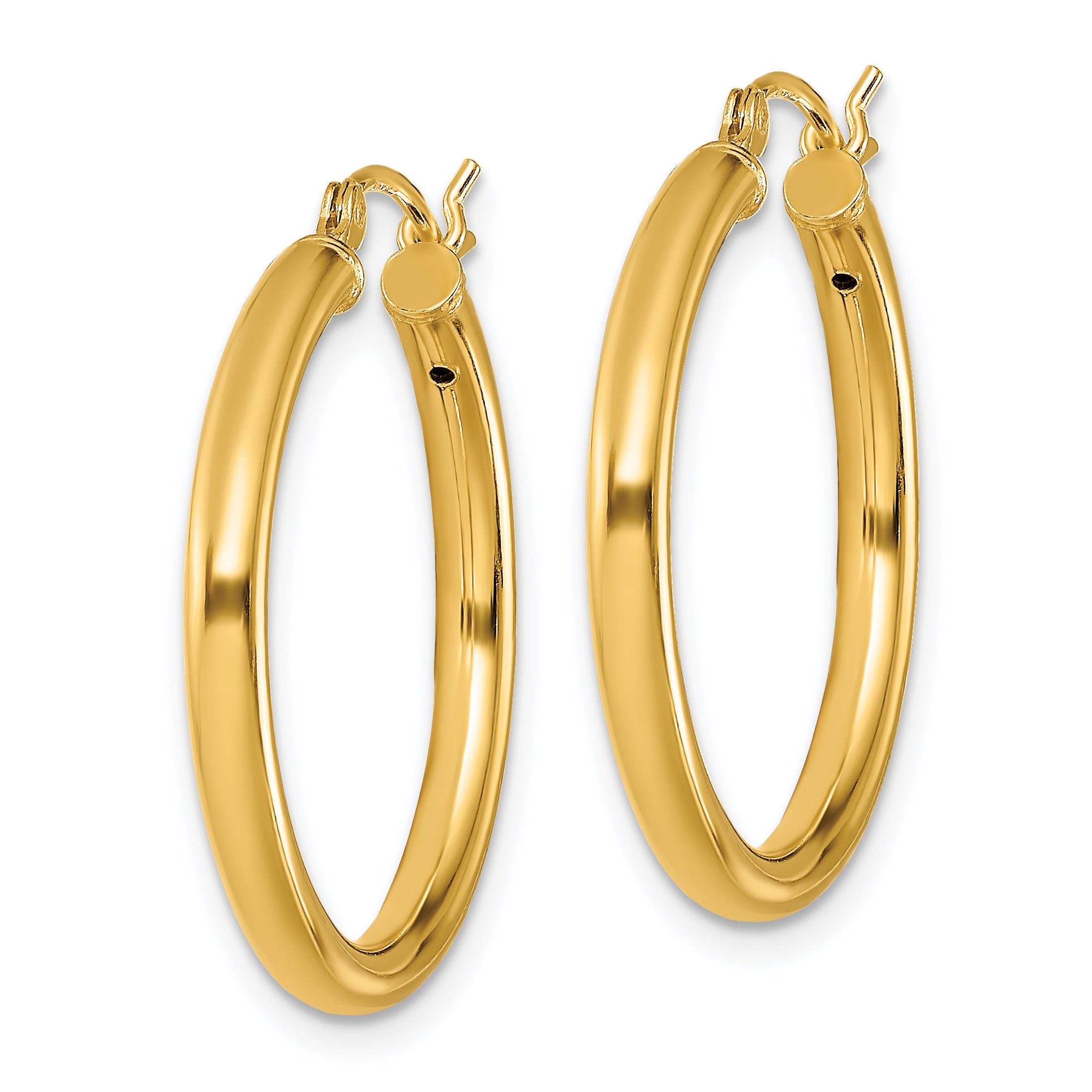 Sterling Silver Gold-Tone Polished 2.5x25mm Hoop Earrings Secondary image