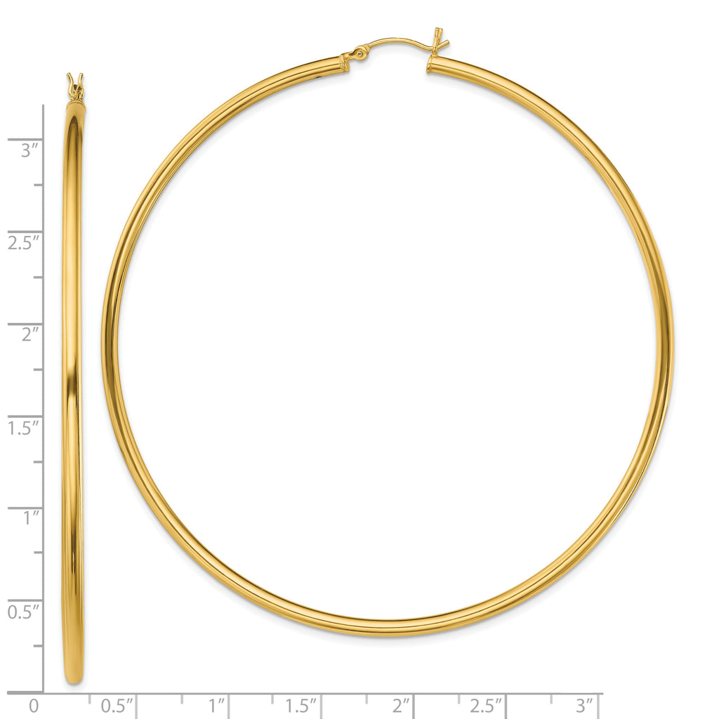 Sterling Silver Gold-Tone Polished 2.5x80mm Hoop Earrings