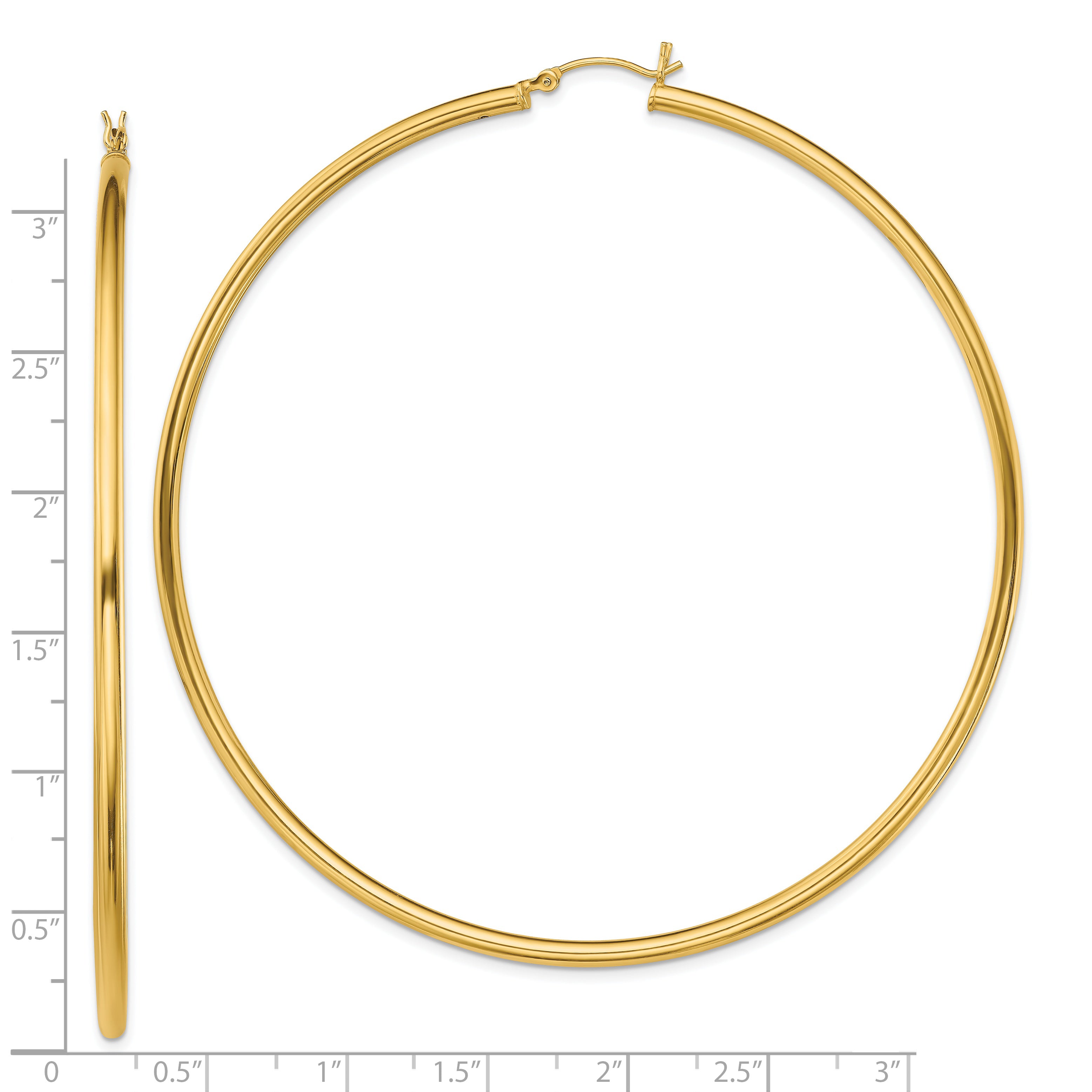Sterling Silver Gold-Tone Polished 2.5x80mm Hoop Earrings