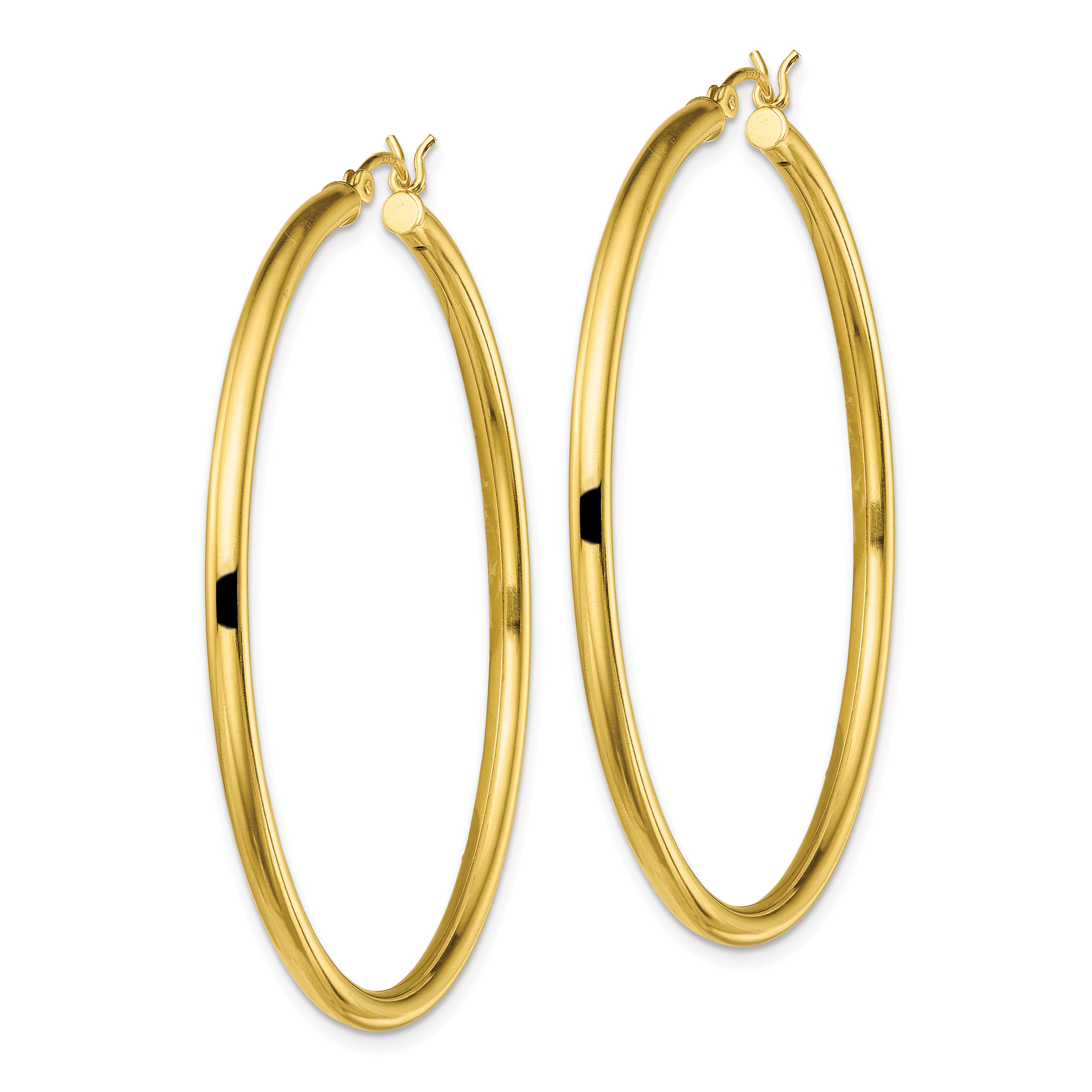 Sterling Silver Gold-Tone Polished 2.5x50mm Hoop Earrings