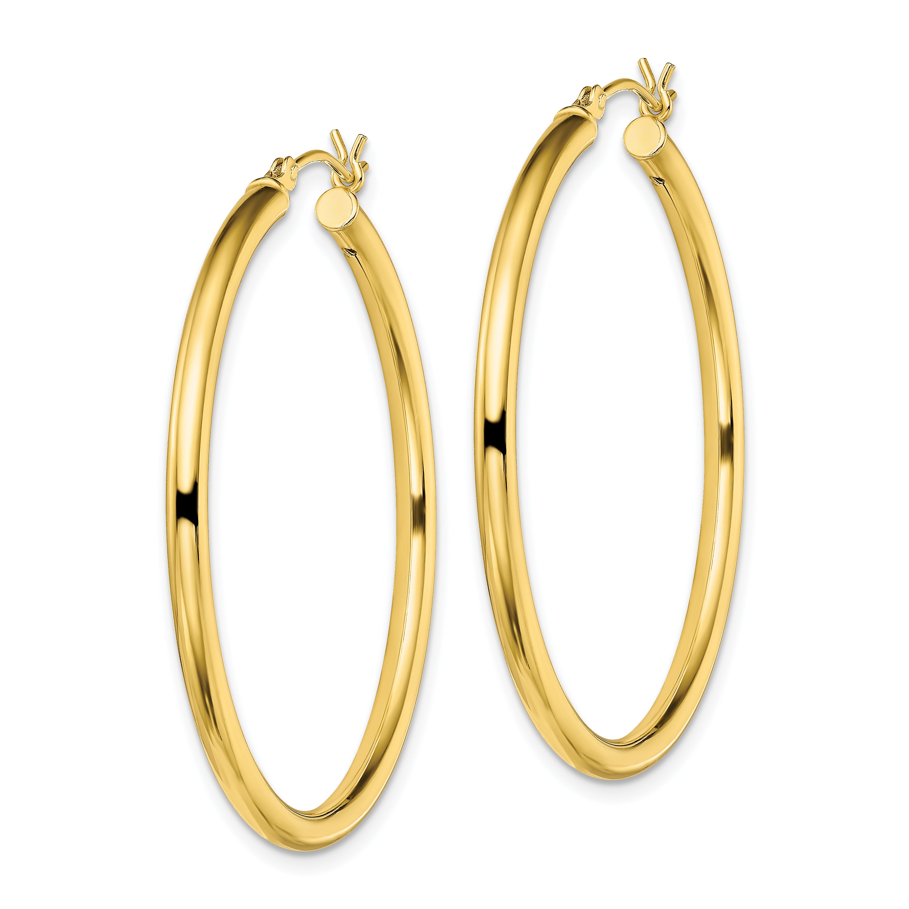 Sterling Silver Gold-Tone Polished 2.5x40mm Hoop Earrings Secondary image