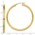 Sterling Silver Gold-Tone Polished 3x50mm Hoop Earrings
