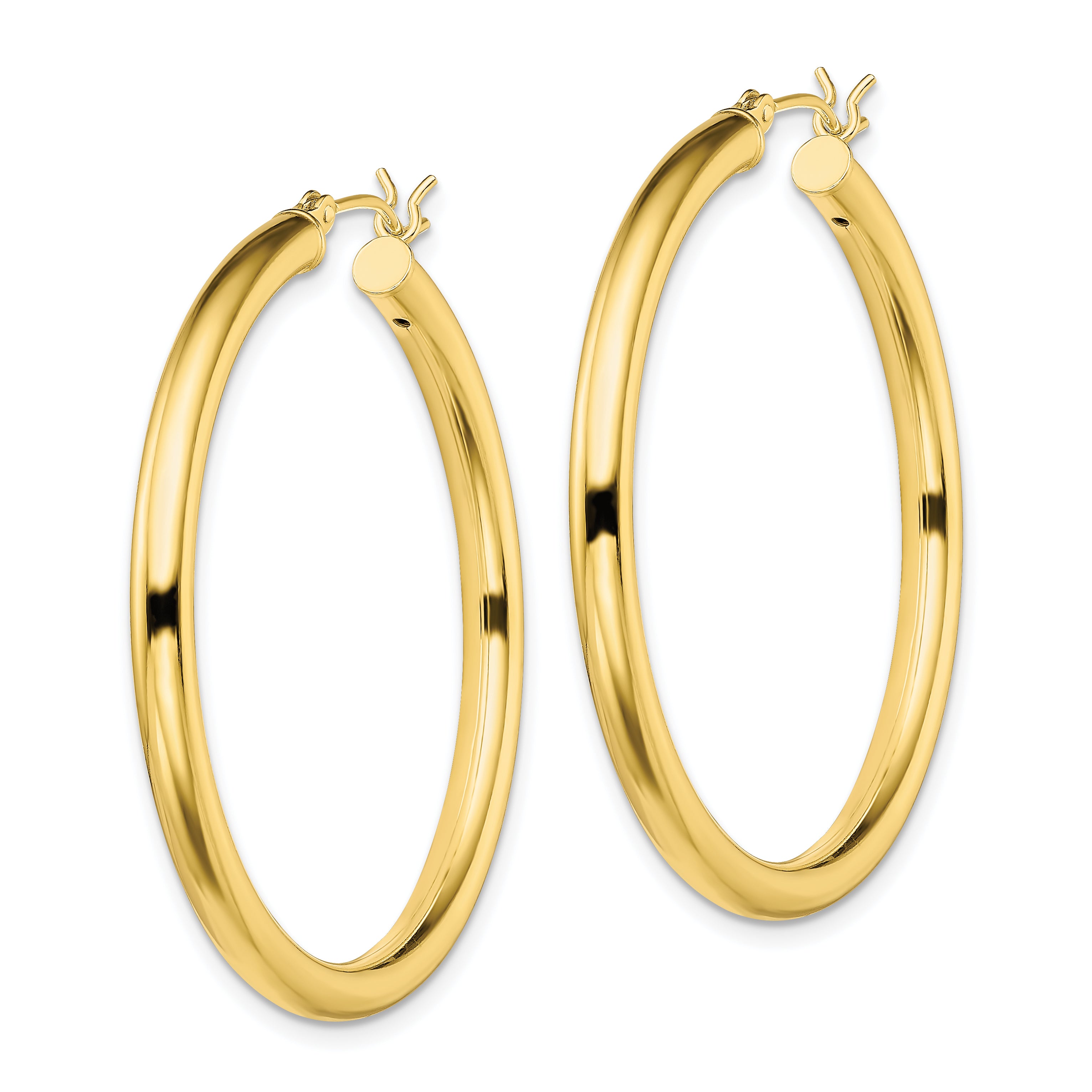 Sterling Silver Gold-Tone Polished 3x40mm Hoop Earrings Secondary image