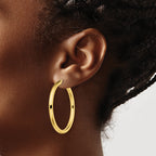 Sterling Silver Gold-Tone Polished 3x40mm Hoop Earrings