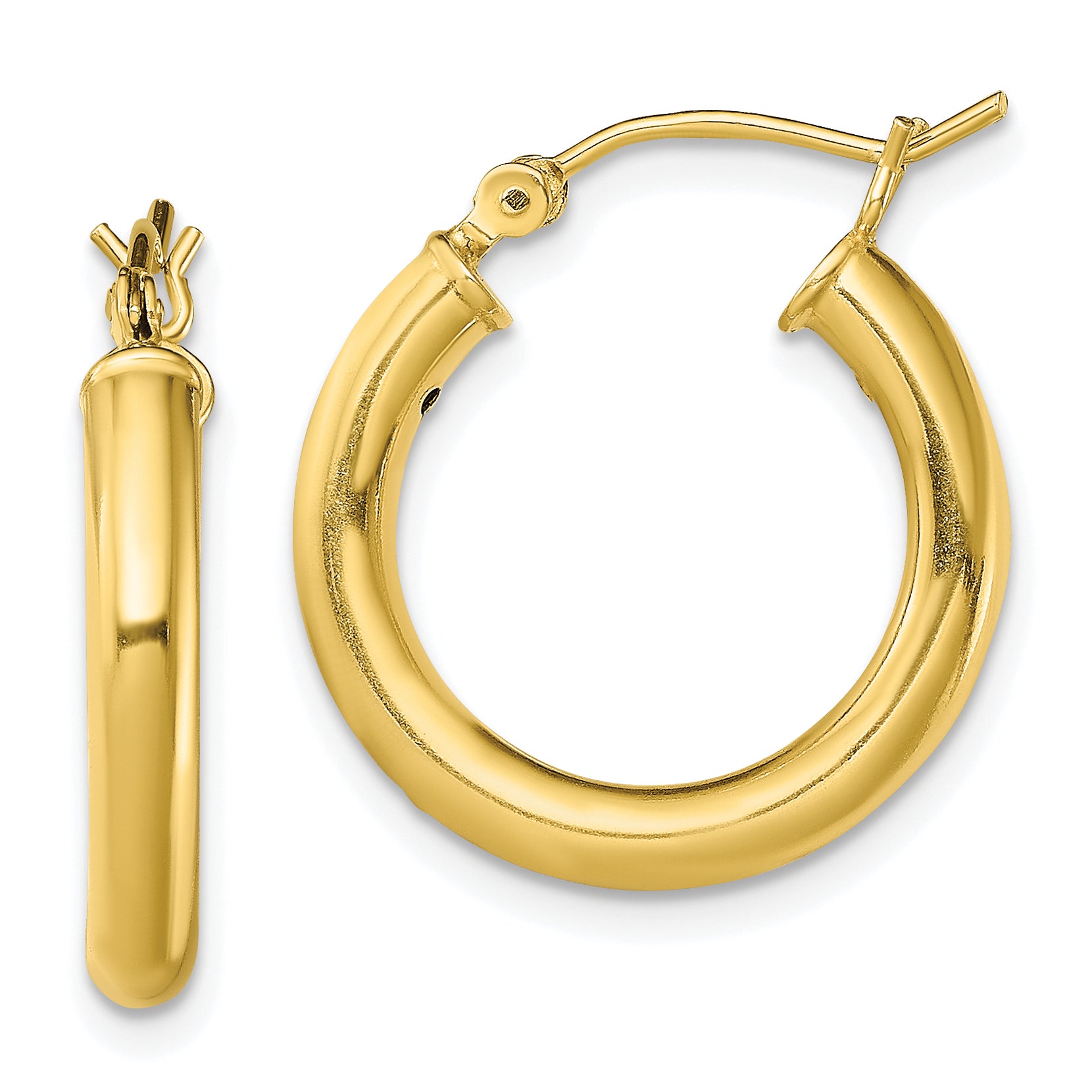 Sterling Silver Gold-Tone Polished 3x20mm Hoop Earrings Main image