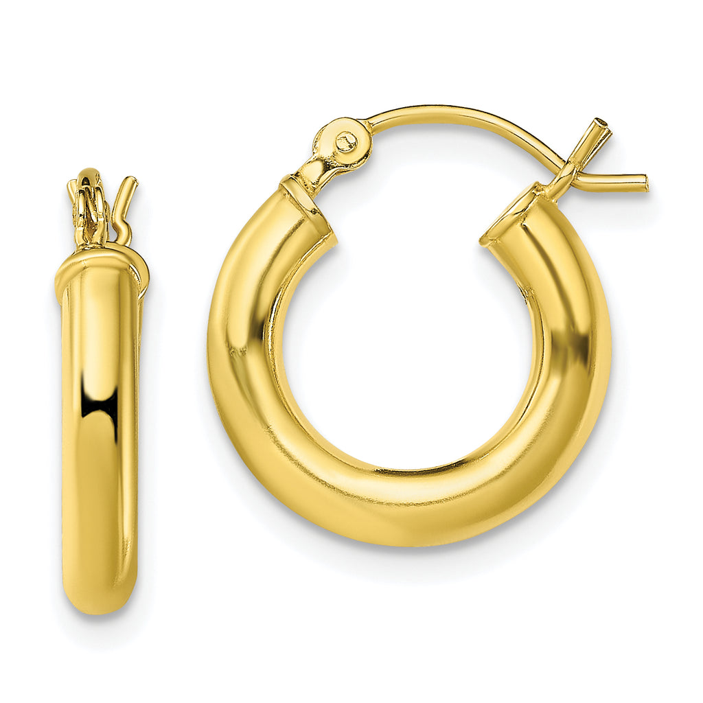 Sterling Silver Gold-Tone Polished 3x15mm Hoop Earrings