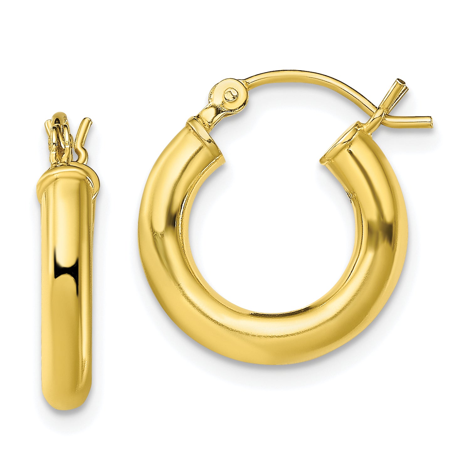 Sterling Silver Gold-Tone Polished 3x15mm Hoop Earrings