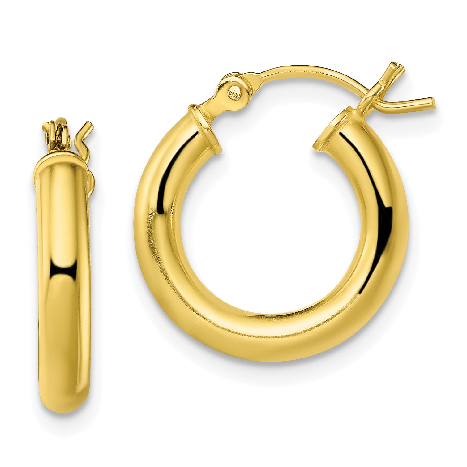 Sterling Silver Gold-Tone Polished 3x16mm Hoop Earrings Main image