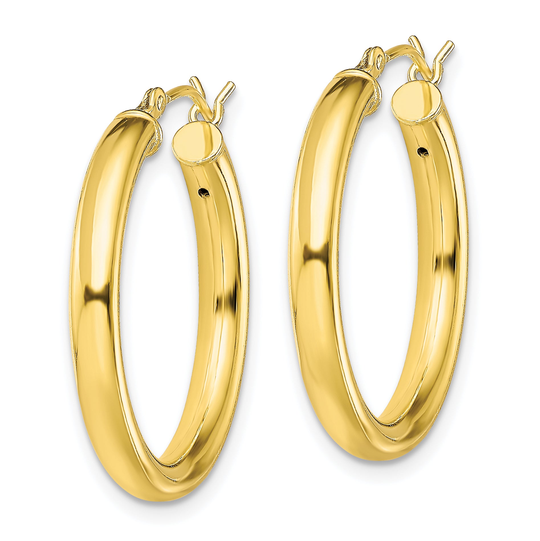 Sterling Silver Gold-Tone Polished 3x25mm Hoop Earrings Secondary image