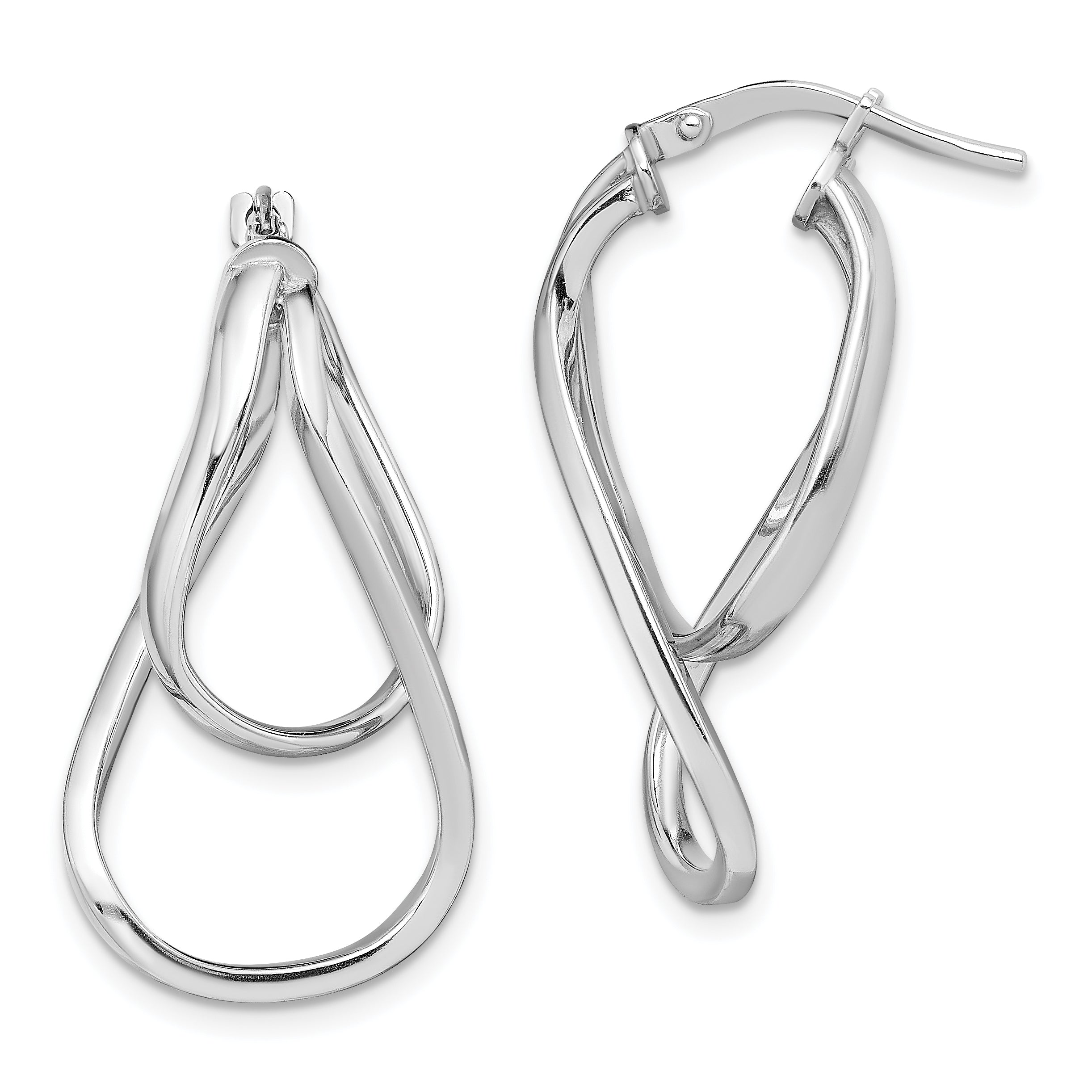 Sterling Silver Rhodium-plated Double Twisted Hoop Earrings