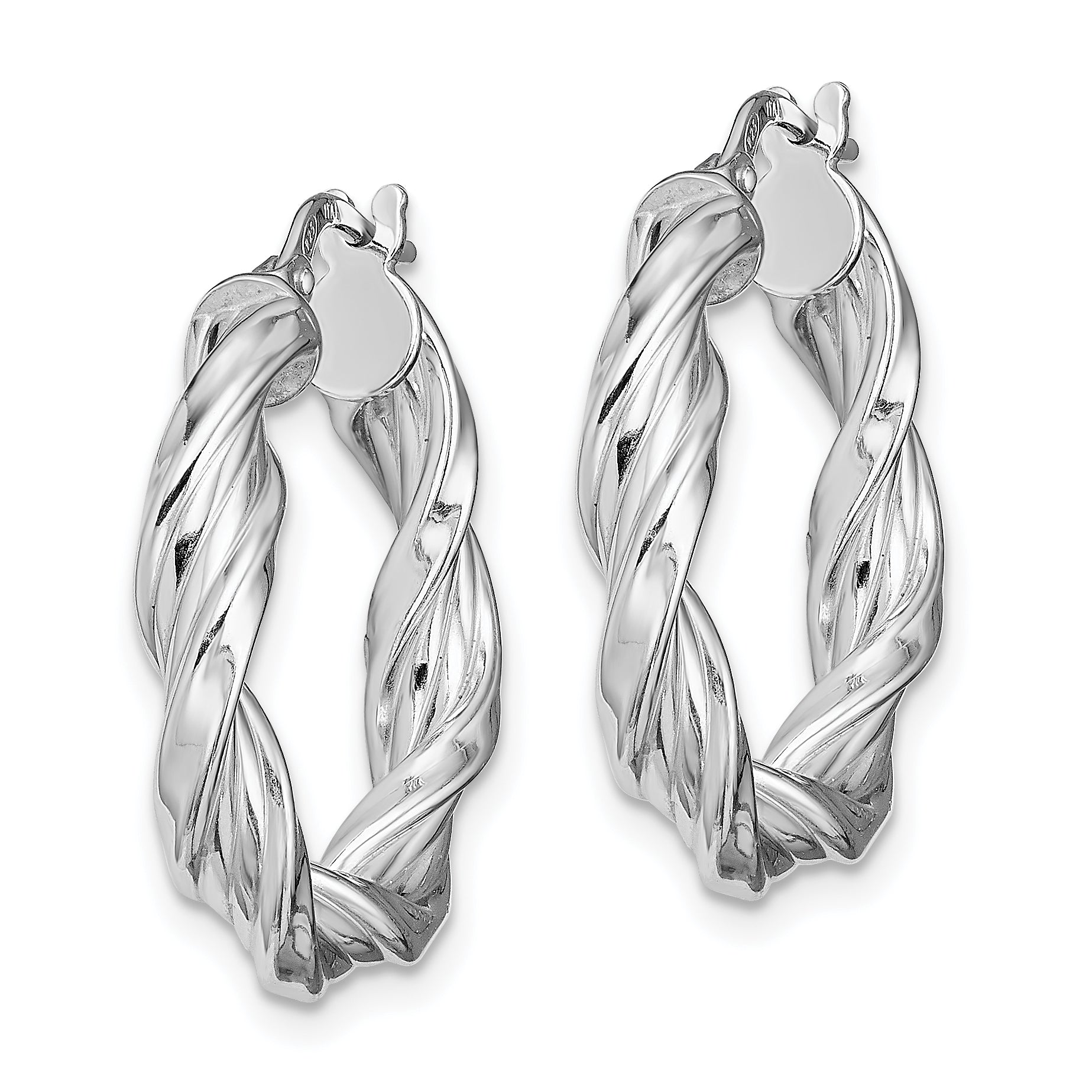 Sterling Silver Rhodium-plated 4mm Twisted Hoop Earrings Secondary image