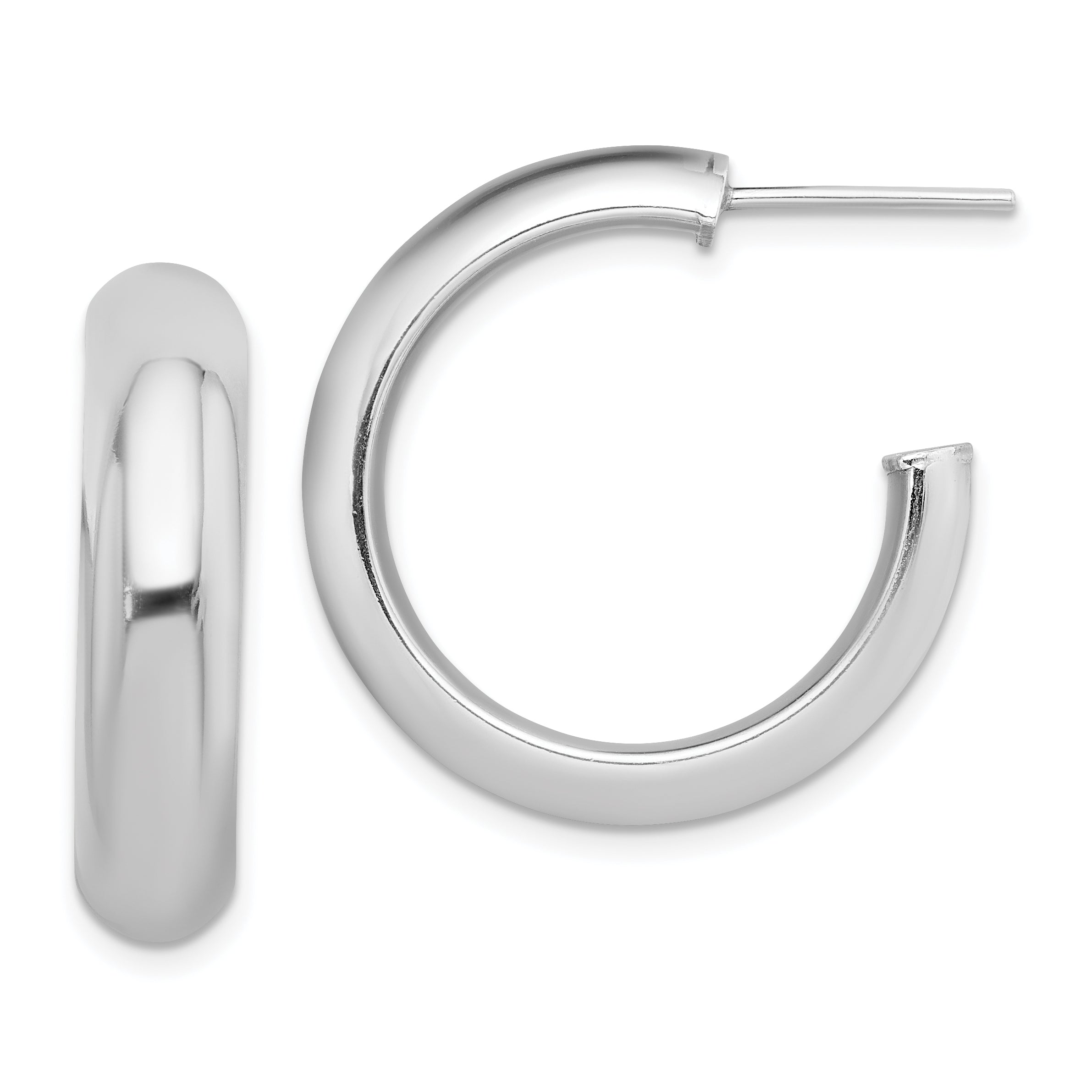 Sterling Silver Rhodium-plated Polished 6mm Post Hoops Main image