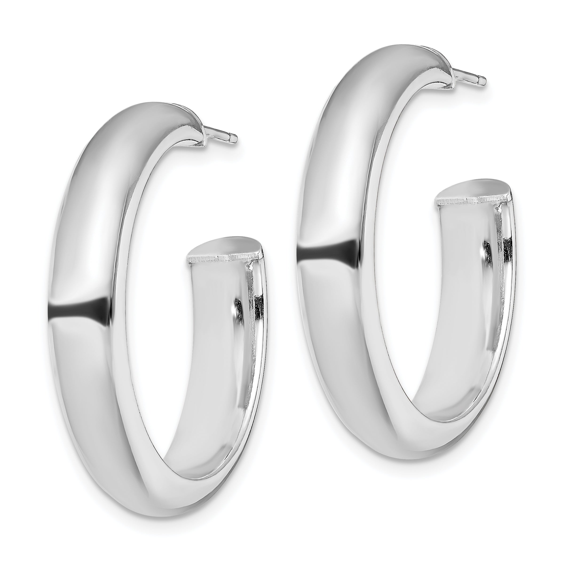 Sterling Silver Rhodium-plated Polished 6mm Post Hoops Secondary image
